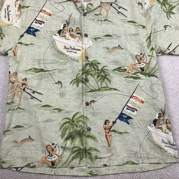 TOMMY BAHAMA RELAX Men’s L 100% Silk SS Shirt Miss Bahama Catch-a-Lot-Island - Picture 3 of 16